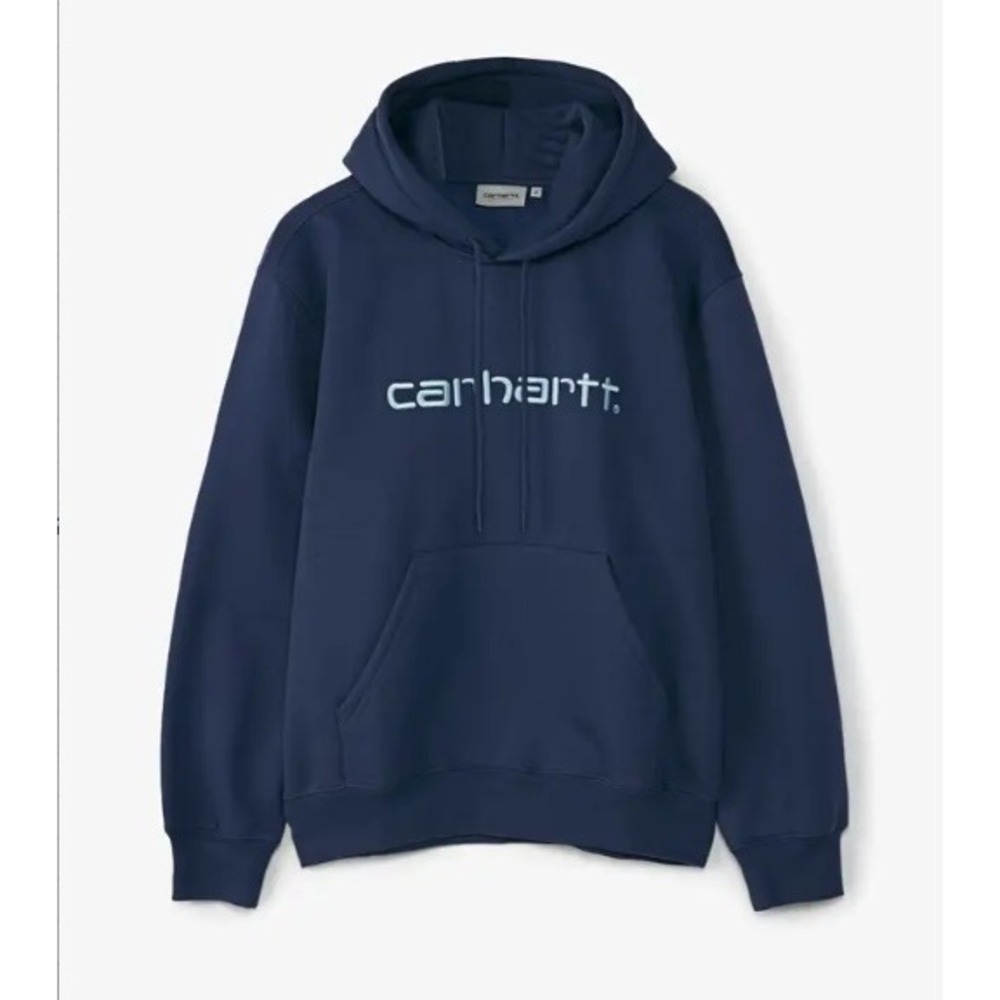 Carhartt WIP Hooded Carhartt Sweatshirt Logo Pullover Navy Blue Small